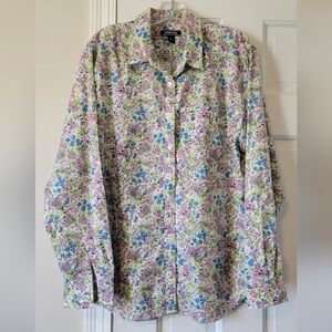 Lands' End Women's Floral Button-Down Shirt